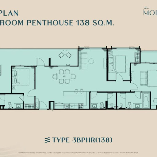 The Modeva, 3 bedroom apartments - from 138 m² to 148 m²